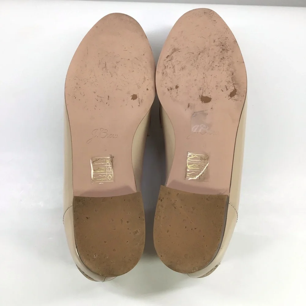J. Crew academy leather faux fur loafer style k2691 cream almond color women 8